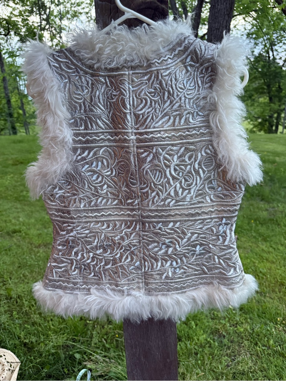 Tory Burch Metallic Shearling Brocade Vest - Picture 3 of 4